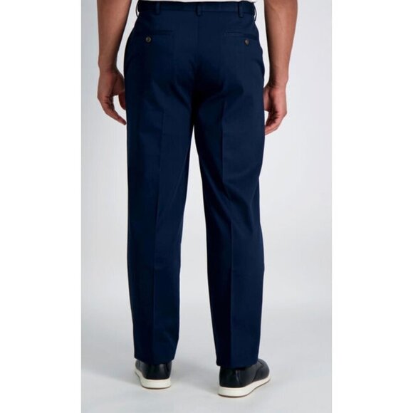 Haggar Mens Premium No Iron Khaki Classic Fit Pants Dark Navy 34W X 31L NWT - Picture 5 of 5